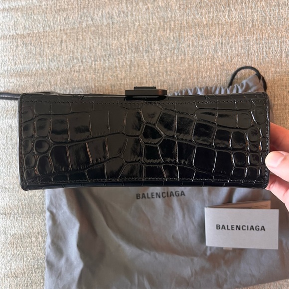 Balenciaga Hourglass Xs Handbag Crocodile Embossed in Black - Picture 3 of 9